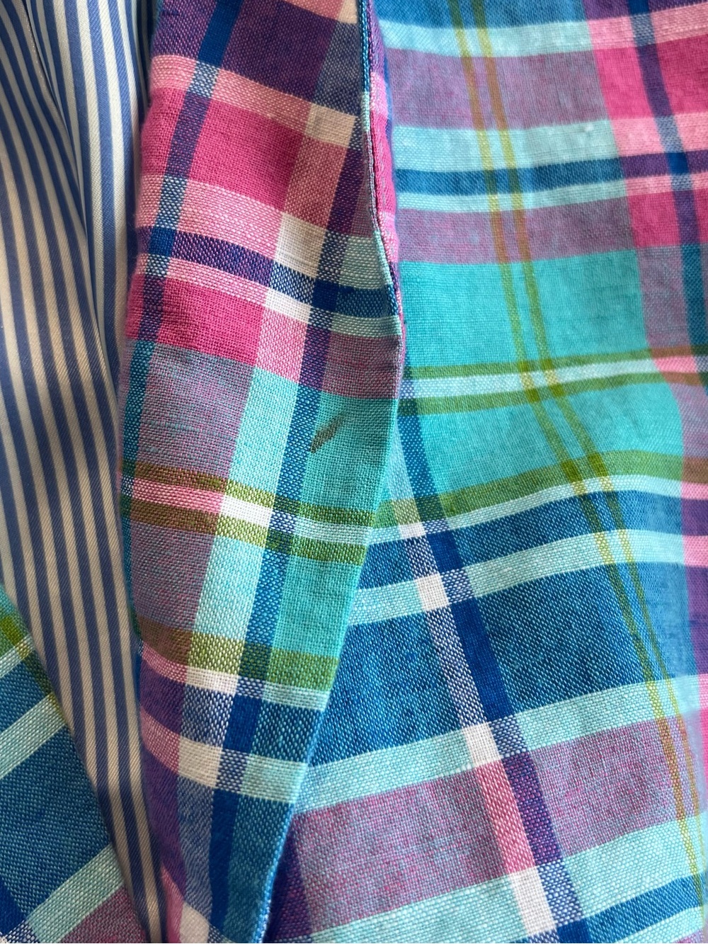 Talbots Plaid Cotton Blazer in Aqua, Pink & Blue - Picture 3 of 9
